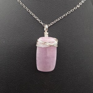 Pink Kunzite Wire Wrapped Handmade Necklace, Stone of Emotion