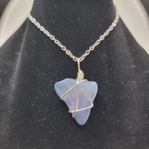 Blue Chalcedony Wire Wrap Pendant