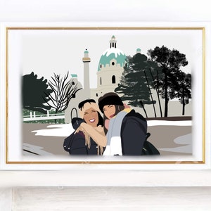 Portrait mit Gesicht und Landschaft, Individuelle Illustration, Individuelles Foto, Fotoillustration, Individuelles Portrait, Bräutigamgeschenk