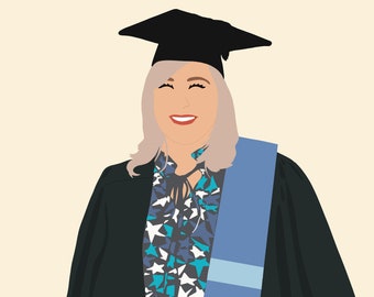 Graduation illustration - Digital - Personalized graduation drawing - Original graduation gift - Illustration - Personalized illustration