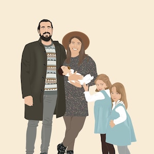 Portrait personnalisé, Illustration personnalisée - dessin personnalisé - illustration familiale - Cadeau