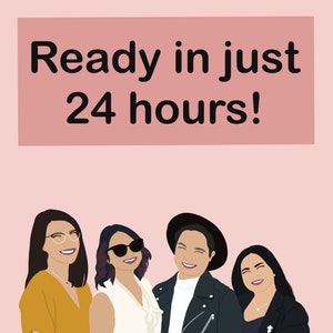 Friends illustration - Digital - Girlfriends personalized drawing - Friends original gift - Family illustration - Personalized illustration