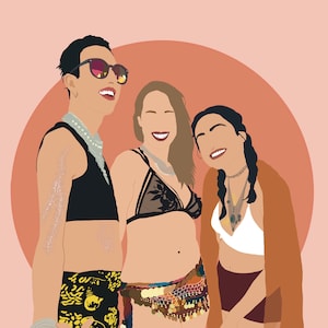Personalized illustrations - Digital - Personalized drawing couples, friends - Original gift couple and friends - Family illustration