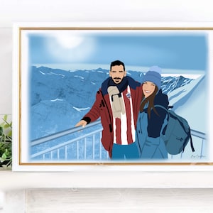 Retrato con rostro y paisaje, Ilustración personalizada, foto personalizada, ilustración fotográfica, retrato personalizado, regalo de novio imagen 2