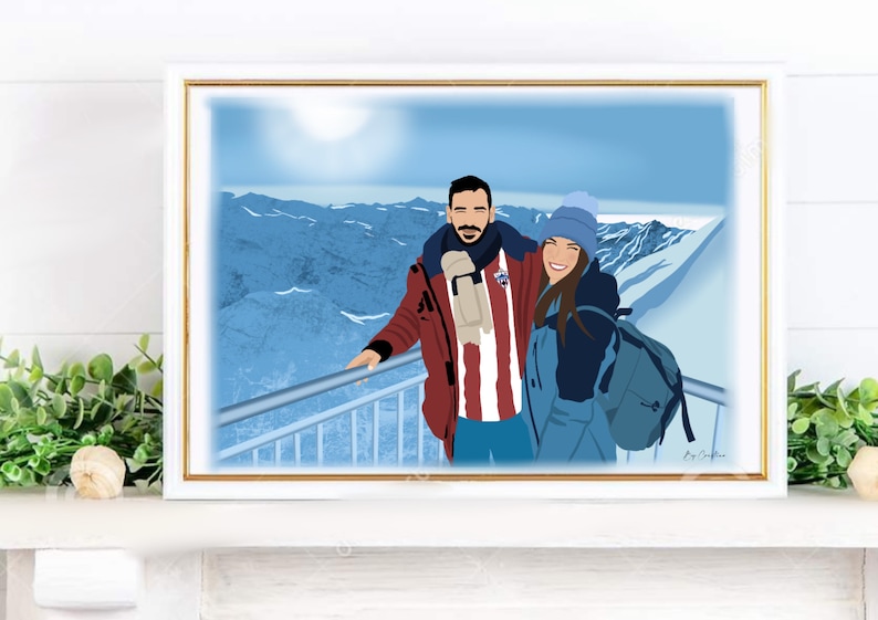 Retrato con rostro y paisaje, Ilustración personalizada, foto personalizada, ilustración fotográfica, retrato personalizado, regalo de novio imagen 2