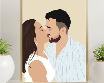 Retrato con rostro, Ilustración personalizada, foto personalizada, ilustración fotográfica, retrato personalizado, regalo de novio, regalo