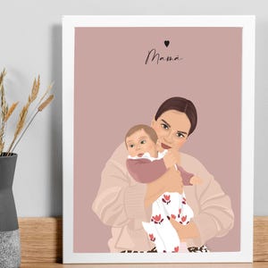 Ritratto personalizzato, ritratto senza volto, foto personalizzata, illustrazione fotografica, regalo per il fidanzato, regalo per la fidanzata e la mamma