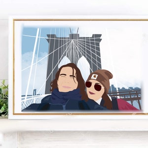 Retrato con rostro y paisaje, Ilustración personalizada, foto personalizada, ilustración fotográfica, retrato personalizado, regalo de novio imagen 6