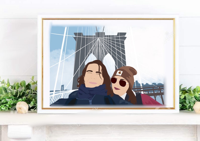 Retrato con rostro y paisaje, Ilustración personalizada, foto personalizada, ilustración fotográfica, retrato personalizado, regalo de novio imagen 6