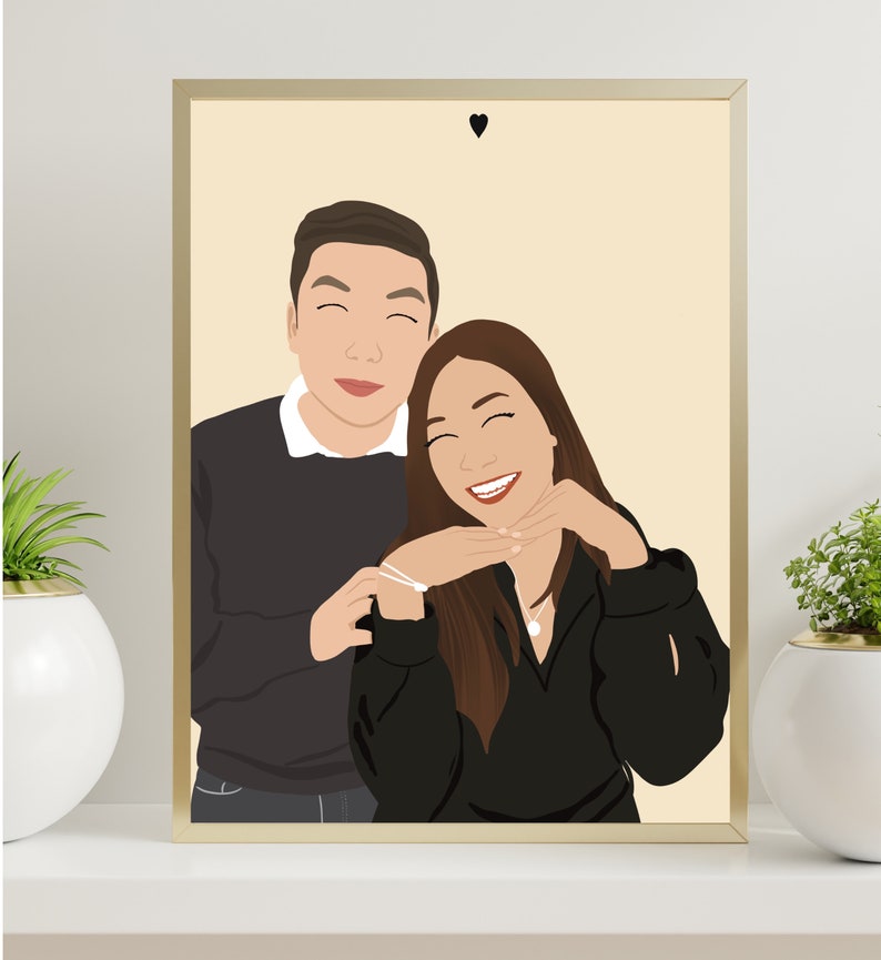 Retrato con rostro, Ilustración personalizada, foto personalizada, ilustración fotográfica, retrato personalizado, regalo de novio, regalo imagen 9