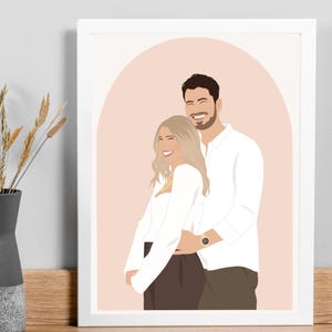 Portrait numérique personnalisé | Illustration ou caricature sans visage - Dessin à partir d'une photo pour couples et animaux de compagnie. Cadeau pour petit ami.