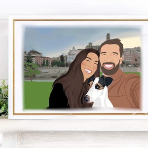 Retrato con rostro y paisaje, Ilustración personalizada, foto personalizada, ilustración fotográfica, retrato personalizado, regalo de novio imagen 7