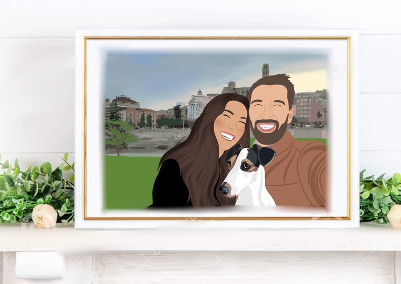 Retrato con rostro y paisaje, Ilustración personalizada, foto personalizada, ilustración fotográfica, retrato personalizado, regalo de novio imagen 7