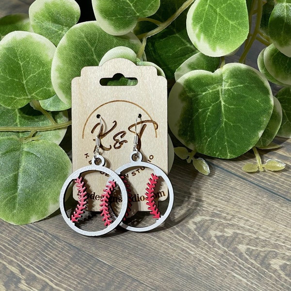 Baseball Wood Earrings | Lightweight Sports Earrings | Handmade Dangle Earrings | Trendy Spots Fan Earrings | Baseball Player Jewelry