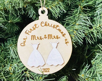 Our First Christmas as Mrs. & Mrs. - Newlywed Ornament - LGBTQ+ - Christmas - Ornament - 1st Christmas