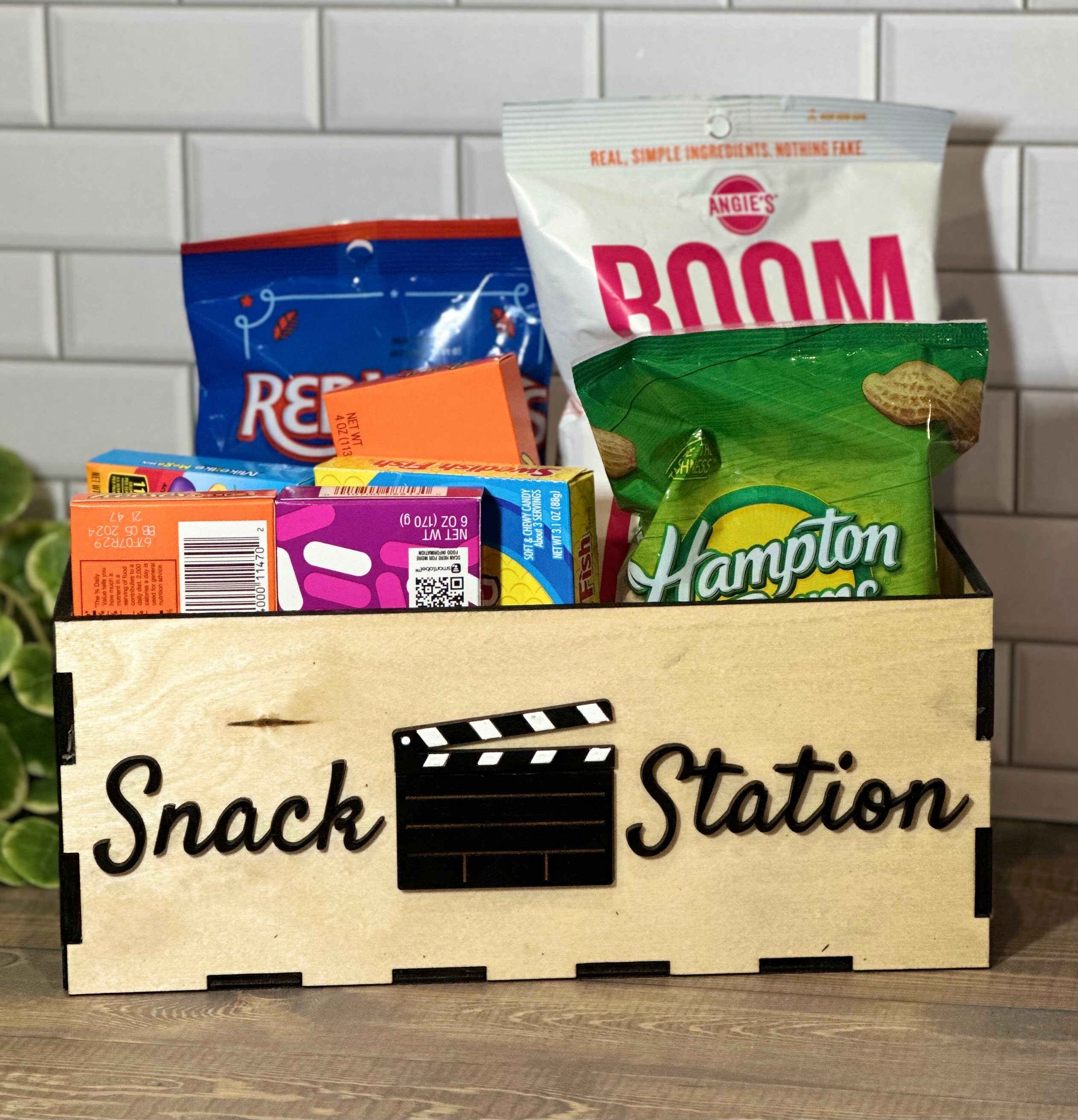 Snack Time″ Snack Organizer for Pantry - Wooden Snack Storage