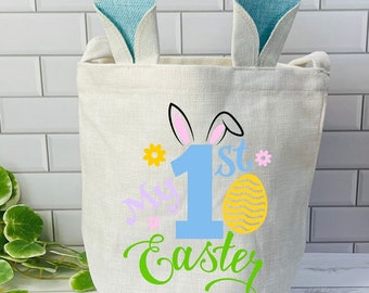 1st Easter Basket, Personalized Easter Basket, Easter bag, Easter Basket with name, Bunny basketEaster tags, Easter basket tags