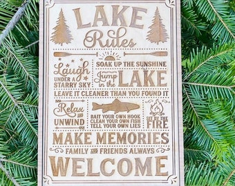 Lake Rules - Wall Decor - Cabin Decor - Cabin Rules - Fun - Family Gift