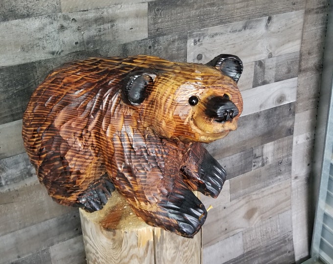 15" Chainsaw Carved Bear on All 4's