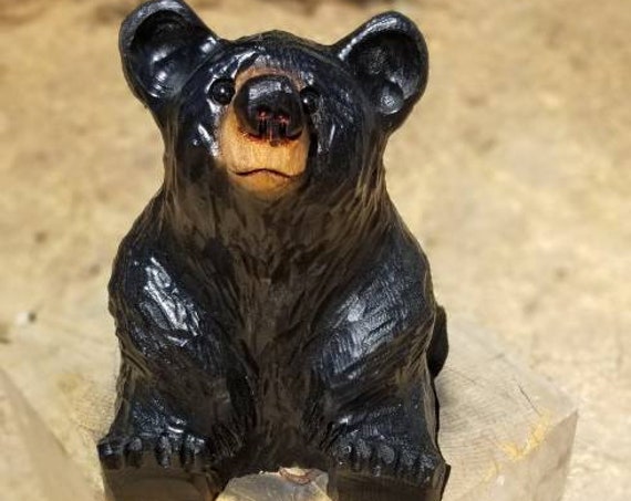 15" Chainsaw Carved Sitting Bear