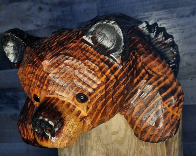 15" Chainsaw Carved Bear for Mantles, Shelves, Railings or Ledges