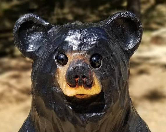 15" Chainsaw Carved Sitting Bear