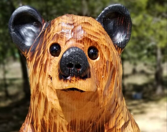 15" Chainsaw Carved Sitting Bear