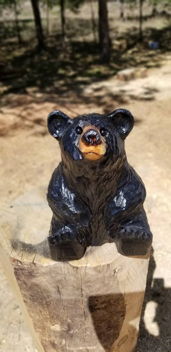 15" Chainsaw Carved Sitting Bear