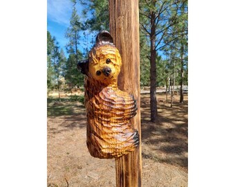 Chainsaw Carved Climbing Bear 15&quot; Made for Posts, Corners, Poles, Trees