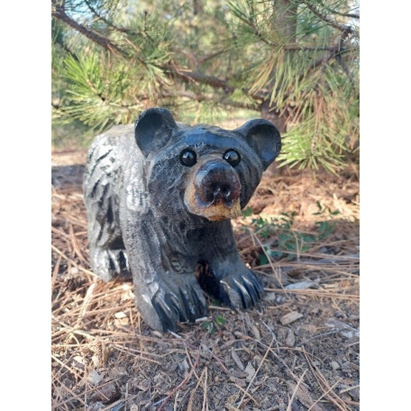 Chainsaw Carved Bear on All Fours 12''