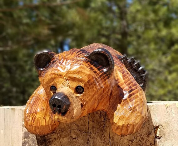15" Chainsaw Carved Bear for Mantles, Shelves, Railings or Ledges