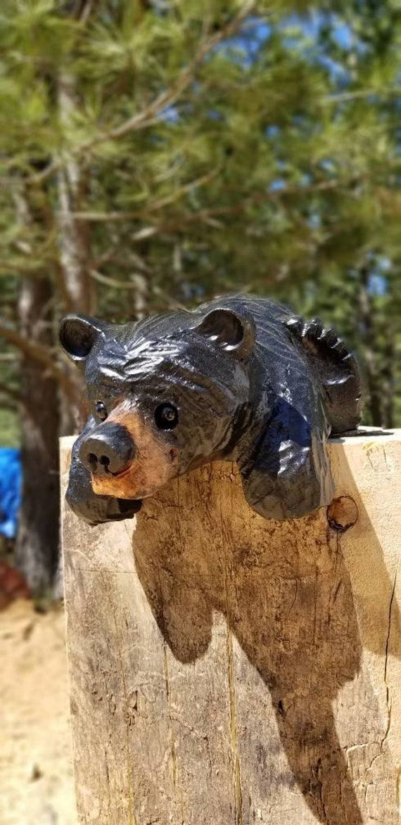 15" Chainsaw Carved Bear for Mantles, Shelves, Railings or Ledges