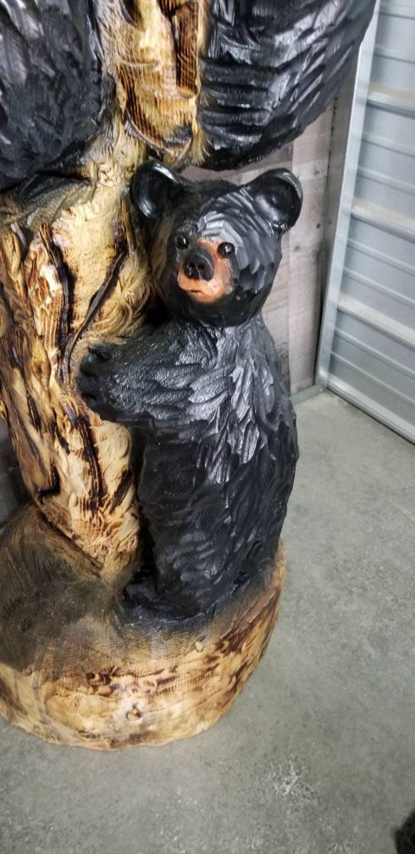Large Chainsaw Carved Bears Climbing 5' Tall Etsy