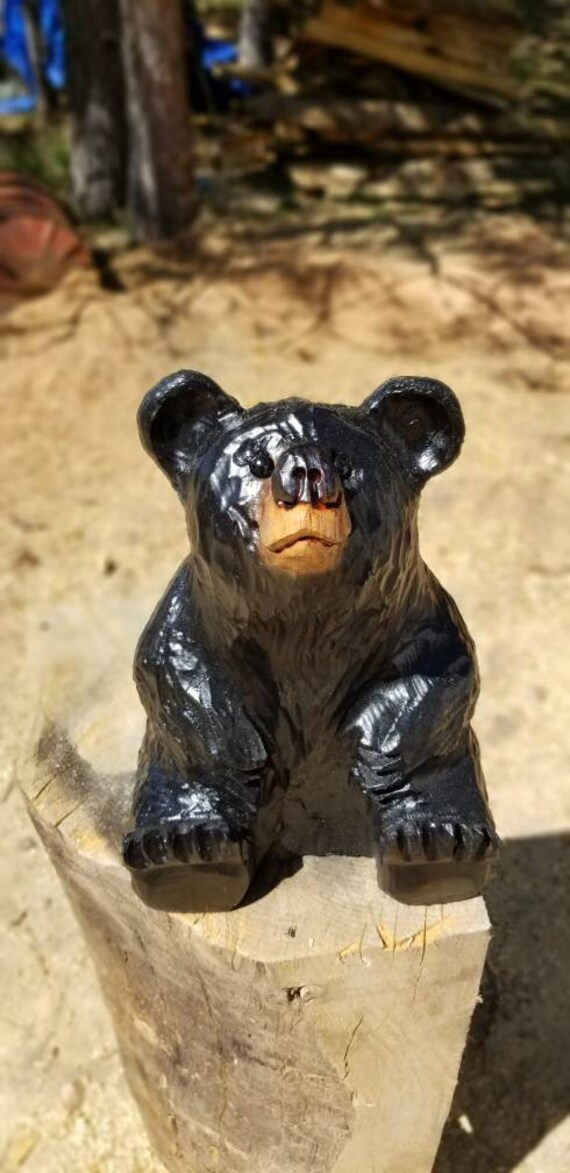 15" Chainsaw Carved Sitting Bear