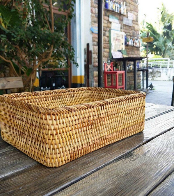 Rattan Woven Basket Table Creative Handcraft Storage Box Set Etsy UK