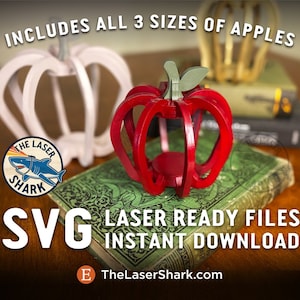 File di taglio laser Ring Apples SVG per Glowforge - Laser Cutter Digital - 3D Ritorno a scuola Aula Classe Insegnante Home Schooling Fruit Decor