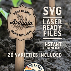 Accueil Herb Garden Markers SVG Fichiers découpés au laser pour Glowforge - Laser Cutter Printer Artwork Vector - Herbs Garden Green Thumb Grown with Love