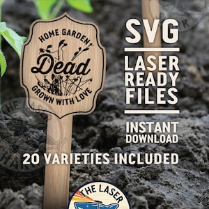 Funny Garden Markers SVG Home Garden Laser cut files for Glowforge -Laser Cutter Printer Artwork Vector - Dead Weeds Snarky Joke Gag Weeding