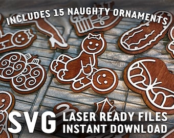 Naughty Gingerbread Christmas Ornaments - SVG Laser cut files for Glowforge - Sexy Inappropriate Adult Themed Sex Positions Funny Gag Gift