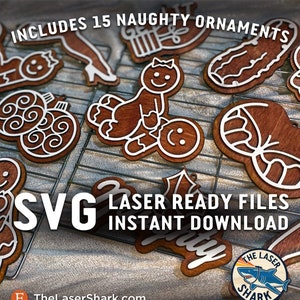 Freche Lebkuchen Weihnachtsornamente - SVG Laser cut Dateien für Glowforge - Sexy unangemessene Erwachsenen Themen Sexpositionen lustiges Gag-Geschenk
