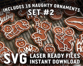 SET #2 Naughty Gingerbread Christmas Ornaments - SVG Laser cut files for Glowforge - Sexy Inappropriate Adult Themed Sex Positions Funny WAP