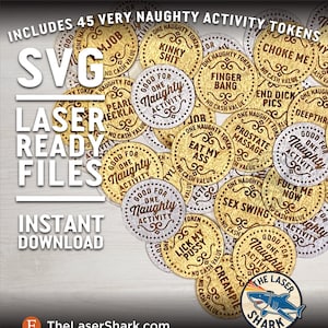 SEHR Naughty Activity Tokens SVG Laser cut Dateien für Glowforge Laser Cutter Kunstwerk Vektor Datei - Love Sexy Münze Sex Strip XXX Dance Erwachsene