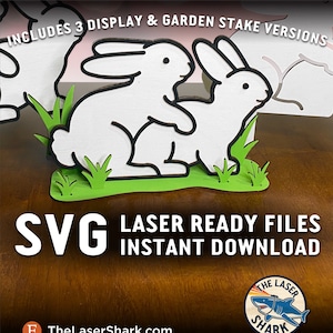 Naughty Bunnies Display & Garden Stakes SVG File tagliati al laser per Glowforge Artwork Vector File Bunny Sexy Love Valentine's Humping Sex Rabbit