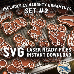 SET #2 Freche Lebkuchen Weihnachtsverzierungen - SVG Laser geschnittene Dateien für Glowforge - Sexy unangemessen Erwachsene Themen Sex Stellungen lustig WAP
