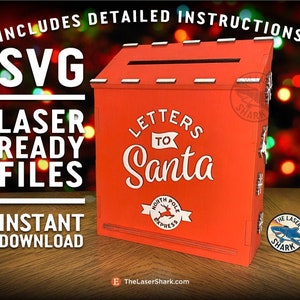 Letters to Santa Mailbox SVG Laser cut files for Glowforge Laser Cutter Digital - Christmas Santa Claus Mail Box North Pole Express Reindeer