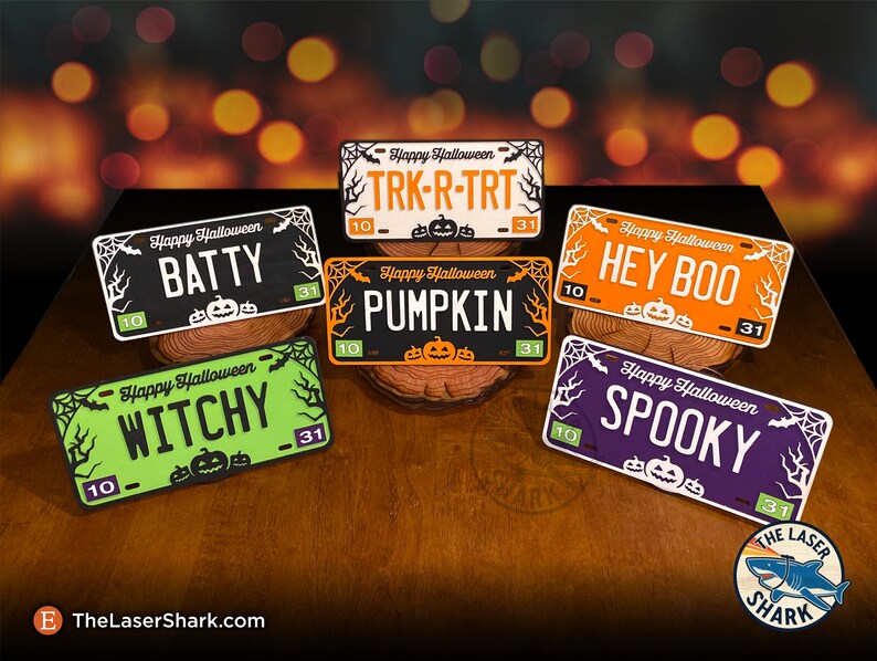 Halloween License Plates SVG Laser Cut Files For Glowforge Etsy