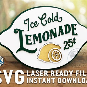 Eiskalte Limonade Zeichen SVG Laser geschnitten Dateien für Glowforge Cutter Kunstwerk Vektor Datei Zitronen Kinder Sommer Stand Zucker Kleinunternehmen Kinder