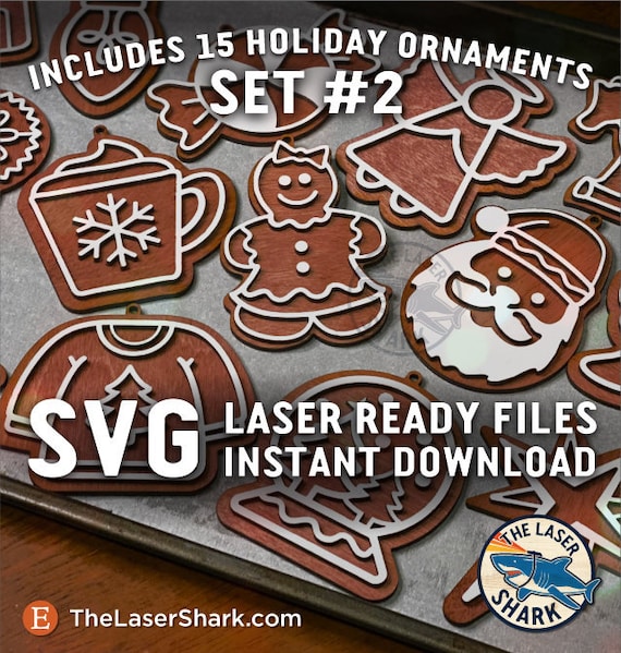 Layered Santa Baking Tree Xmas Sleigh Laser Cutter Artwork Vector File Gingerbread Christmas Ornaments SVG Laser cut files for Glowforge