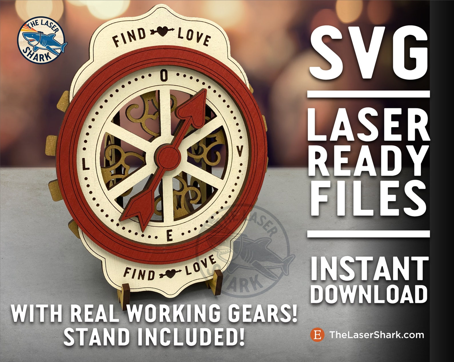 Love Compass & Stand - SVG Laser Cut Files Glowforge Laser Cutter ...