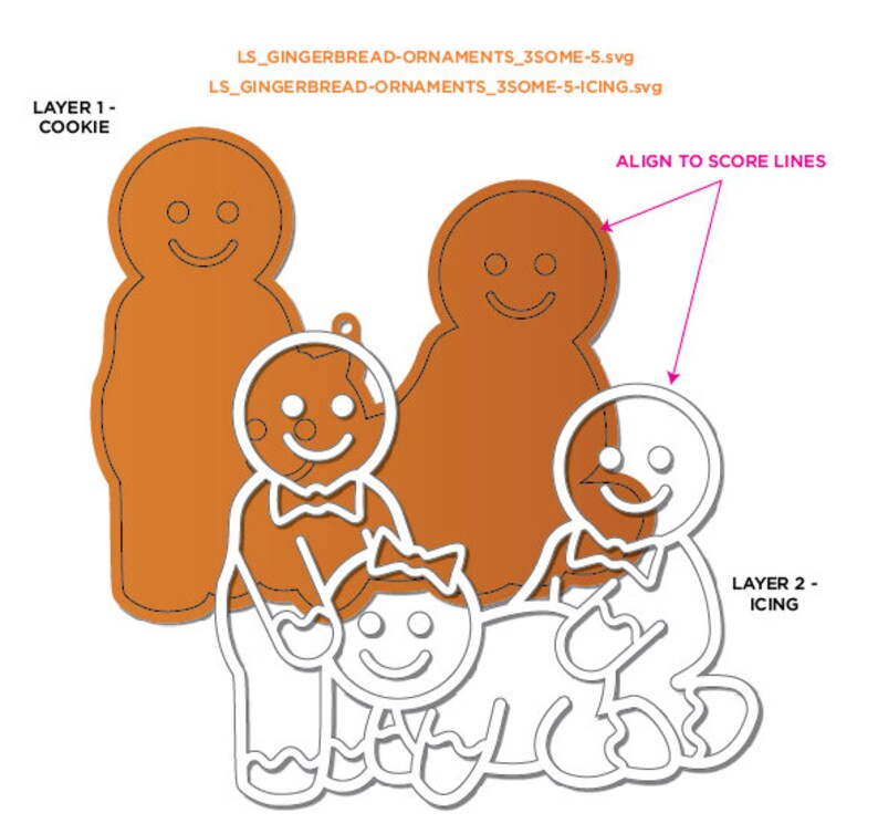 Download SET 3 Naughty Gingerbread Christmas Ornaments SVG Laser ...